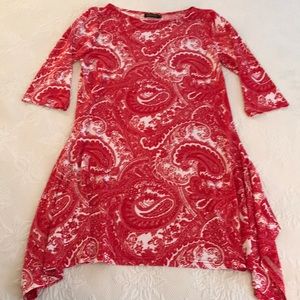 Cute red paisley dress-handkerchief hem